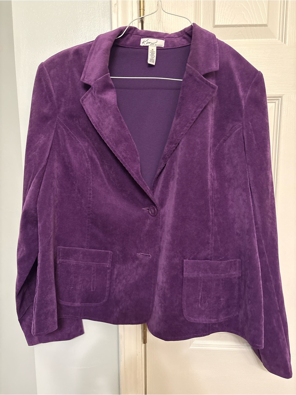 Kim Rogers Deep Purple Suede Single-Button Blazer